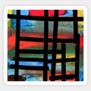 Watercolor Abstraction in the Style of Mondrian Sticker